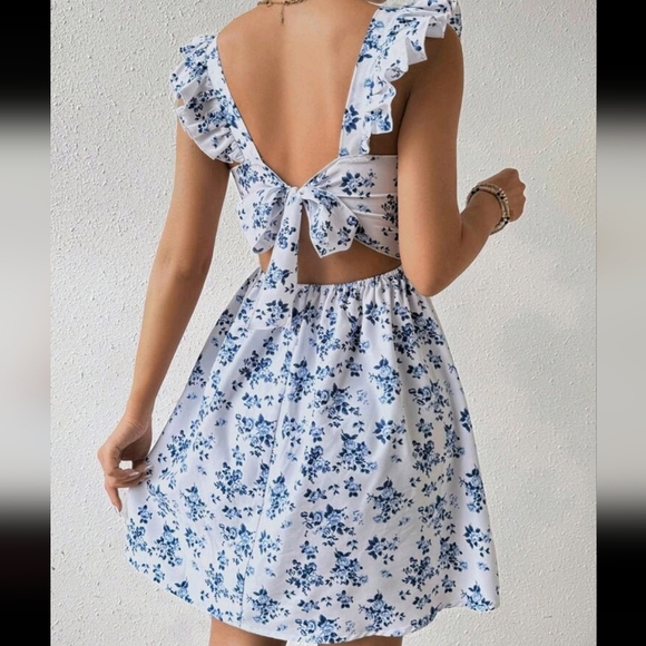 Women Boho Style Random Printed Cap Sleeve Dress For Vacation Vacation - Picture 4 of 4